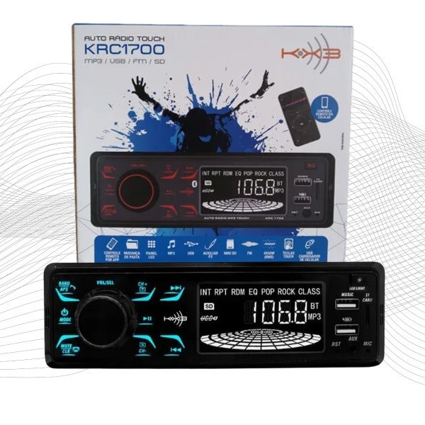 Rádio Automotivo MP3 Bluetooth com Teclas...