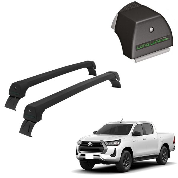 Rack de Alumínio Preto 45kg Hilux (Cabine...