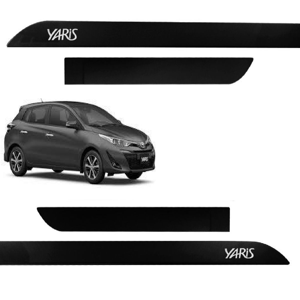 Friso Lateral Yaris Hatch/Sedan Preto Inf...