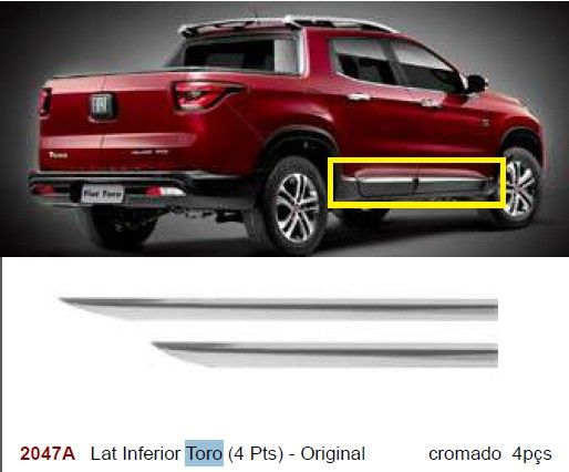 Friso Lateral Toro Cromado 4 Pç Inferior ...