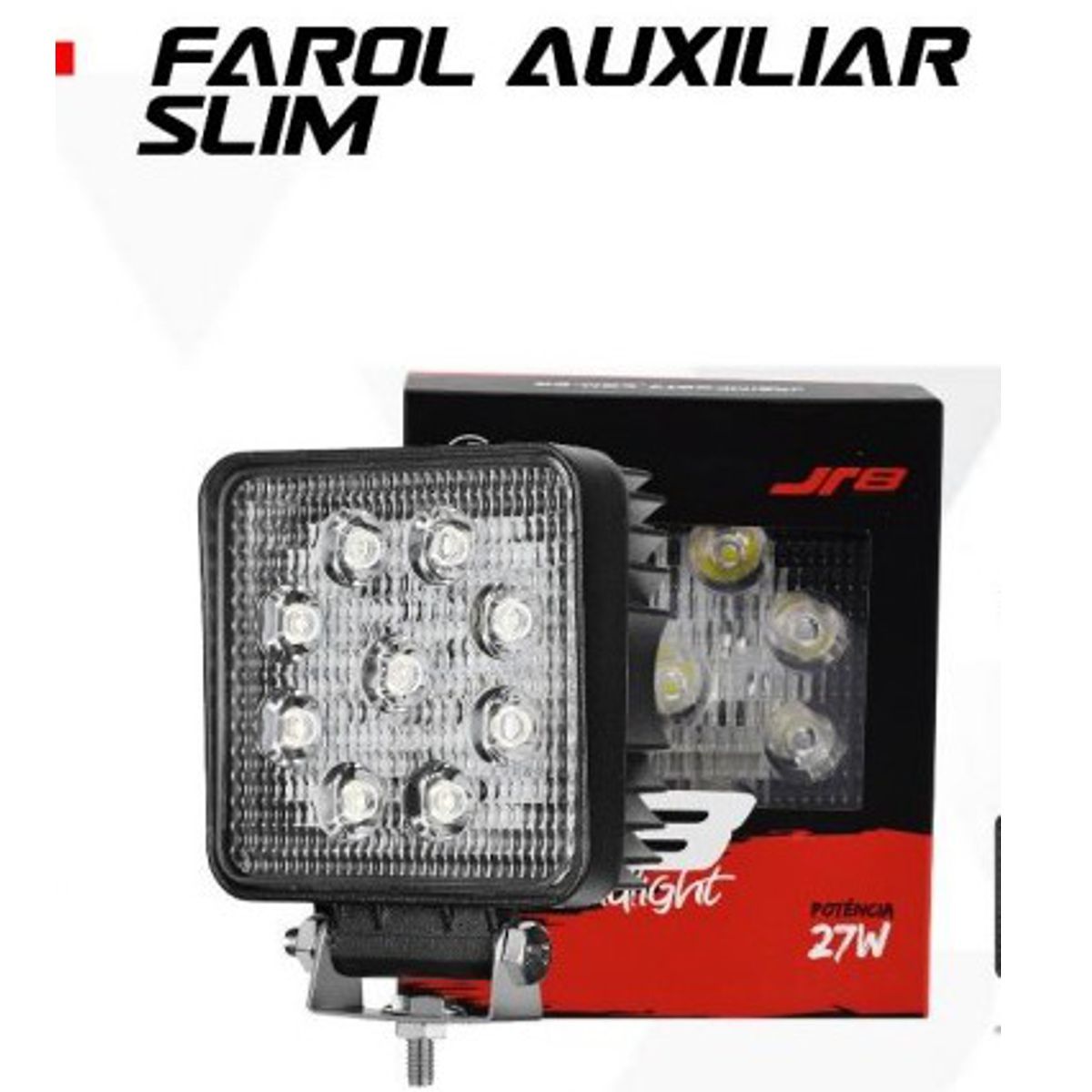 Farol Auxiliar Universal R8 9 Led 27w Qua...